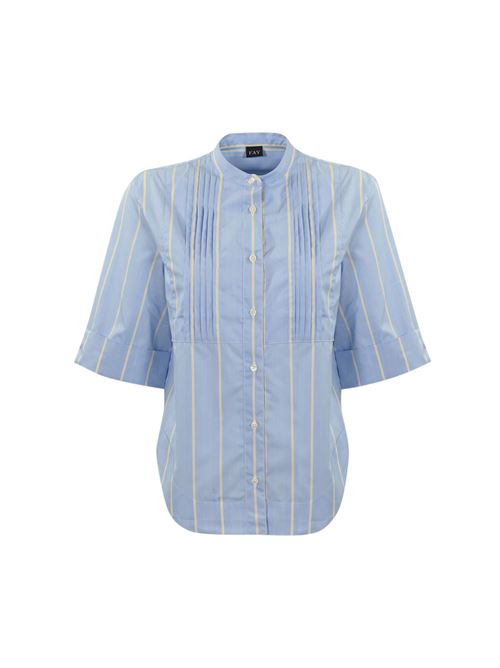 Camicia in poepeline con collo alla coreana azzurro bianco FAY | NCWA2485620 VXK0028